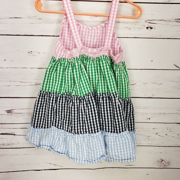 Girls Crown & Ivy Gingham Pink, Green, Blue Tiered Sleeveless Dress Size 4T‎ - Picture 6 of 10